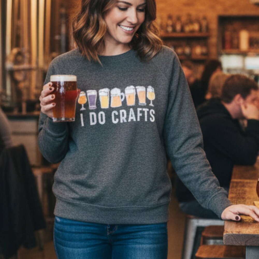 "I Do Crafts" Beer Graphic Charcoal Pullover